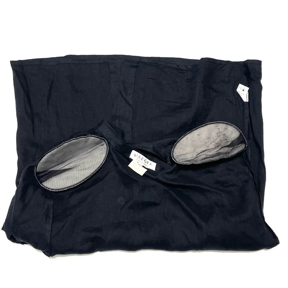 Jaeger Woman 100% LINEN Black Button Down Top Short Sleeve Shirt Size L - Picture 8 of 13